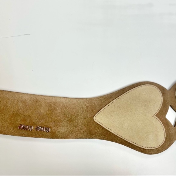 Miu Miu Couture Thick Heart Motif Suede Leather Belt - Picture 2 of 6